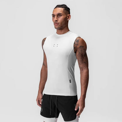 Men's Summer Casual Compression Tank Top Gym Fitness Sports Clothing Male Quick Dry Sleeveless Shirt Running Workout Tights Vest