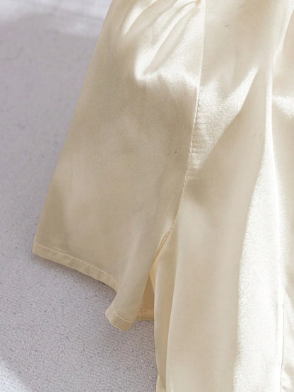 Chic White Satin Peplum Blazer