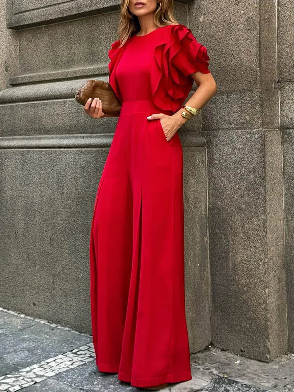 Red Romper Jumpsuit Woman