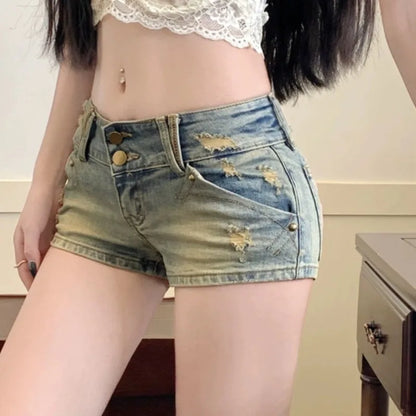 Sexy Denim Shorts Low Waist Crop Tops Women's Summer New Arrival Packed Hip Tight Fitting High Waist Hip Huggers Trendy