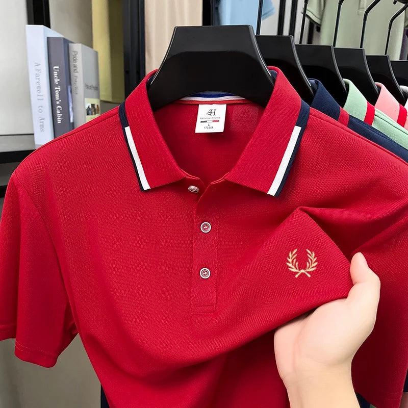 Luxury and fashionable men clothing brand exquisite embroidery simple and breathable polo shirt casual short top for summer 2026