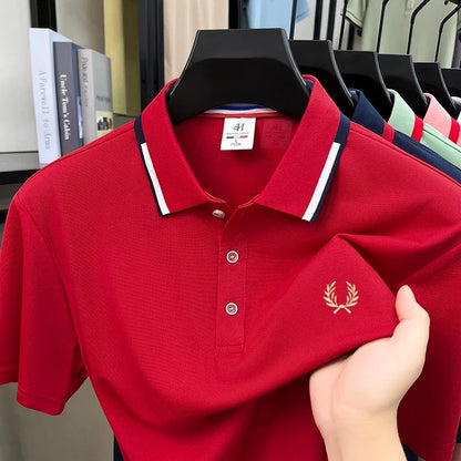 Luxury and fashionable men clothing brand exquisite embroidery simple and breathable polo shirt casual short top for summer 2026