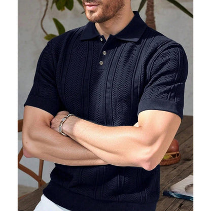 US Size New Men Knit Shirt Short Sleeve Polo Shirts Solid Button Knit Polo Shirt Summer Light Weight Shirts