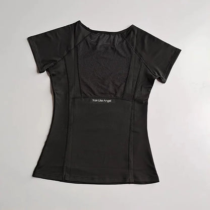 Mesh breathable yoga and fitness T-shirt