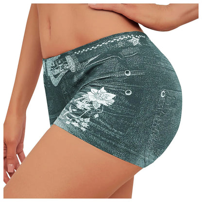 Sexy Hip Lifting Faux Jean Shorts Women's Low Waist Seamless Fitness Denim Shorts Hip Hop Y2k Sports Running Leggings Pants
