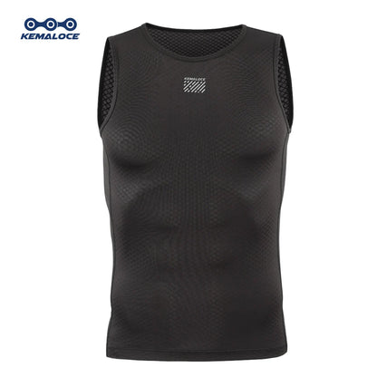 KEMALOCE Cycling Base Layer Men Sleevess Breathable White&Black&Blue Mesh Sleevess Vest Quick Dry Summer Sports&Run Undershirts