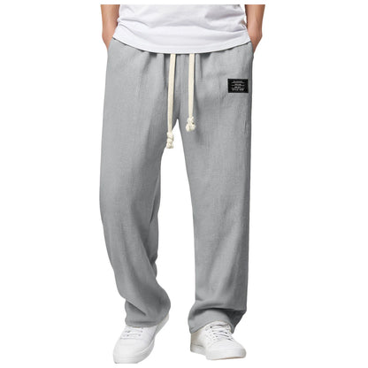 Men's Summer Casual Sports Solid Color Loose Wide Leg Trousers Stocking Gift Boy