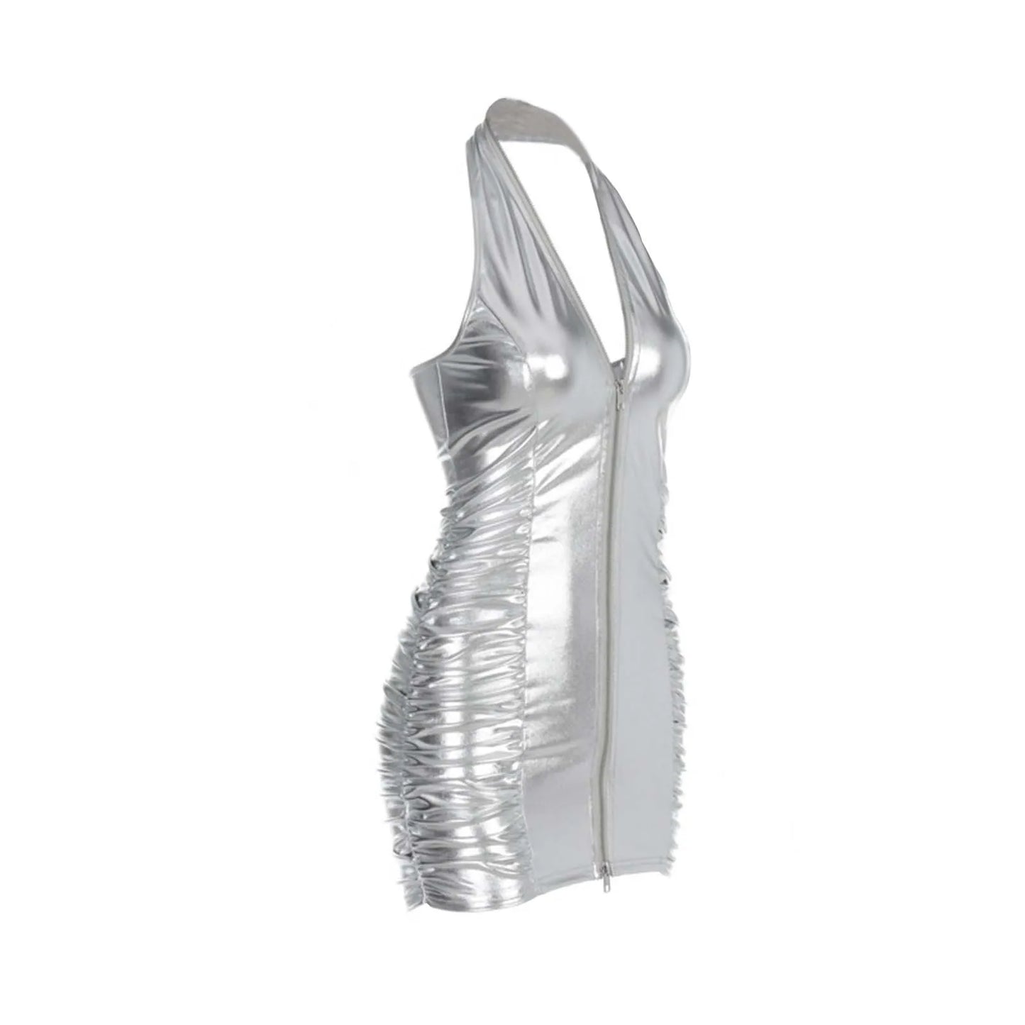 Women's Solid Color Dress Pleated Sexy Halter Zippered Slim Fit Wrap Buttock Dresses Work Women Sexy & Club Party Sundress