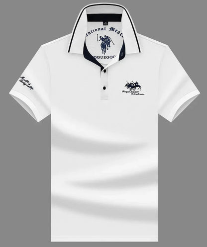 2024 High Quality Men's Cotton Embroidered Polo Shirt Summer New High-end Business Casual Lapel Short Sleeve T-shirt