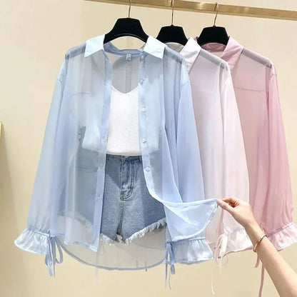Summer Thin Loose Button-Up Shirt