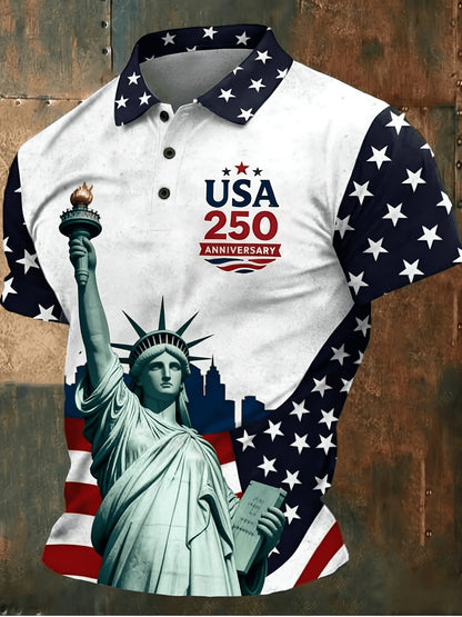 Men's USA Patriotic Polo Shirt 3D Print Big USA Letter USA Flag Short Sleeve Casual Athletic Top 2026 clothing