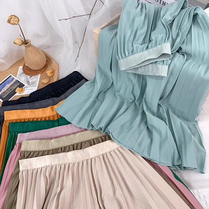 High Waist Pleated Skirt