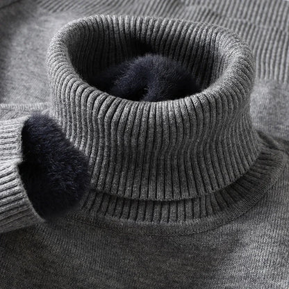 Sweatwear Mens Anti-pilling High Quality Knitted Turtleneck Sweater Slim Fit Long Sleeve Pullover Solid Color Trend Men Clothing