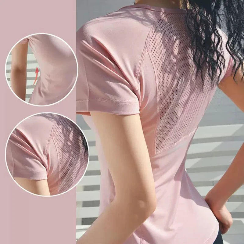 Mesh breathable yoga and fitness T-shirt