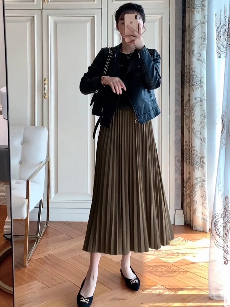 High Waist Pleated Skirt