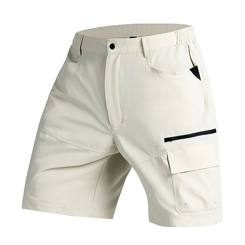 2026 New 5 Zipper Pockets Summer Quick Dry Cargo Shorts Mens Fishing Shorts Stretch Outdoor Hiking Nylon Work Shorts Lightweight