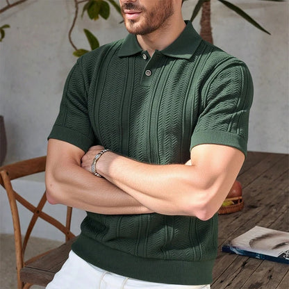 US Size New Men Knit Shirt Short Sleeve Polo Shirts Solid Button Knit Polo Shirt Summer Light Weight Shirts