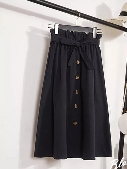 Elegant Button High Waist Skirt