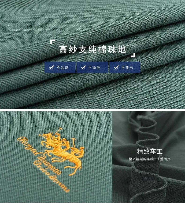 2024 High Quality Men's Cotton Embroidered Polo Shirt Summer New High-end Business Casual Lapel Short Sleeve T-shirt