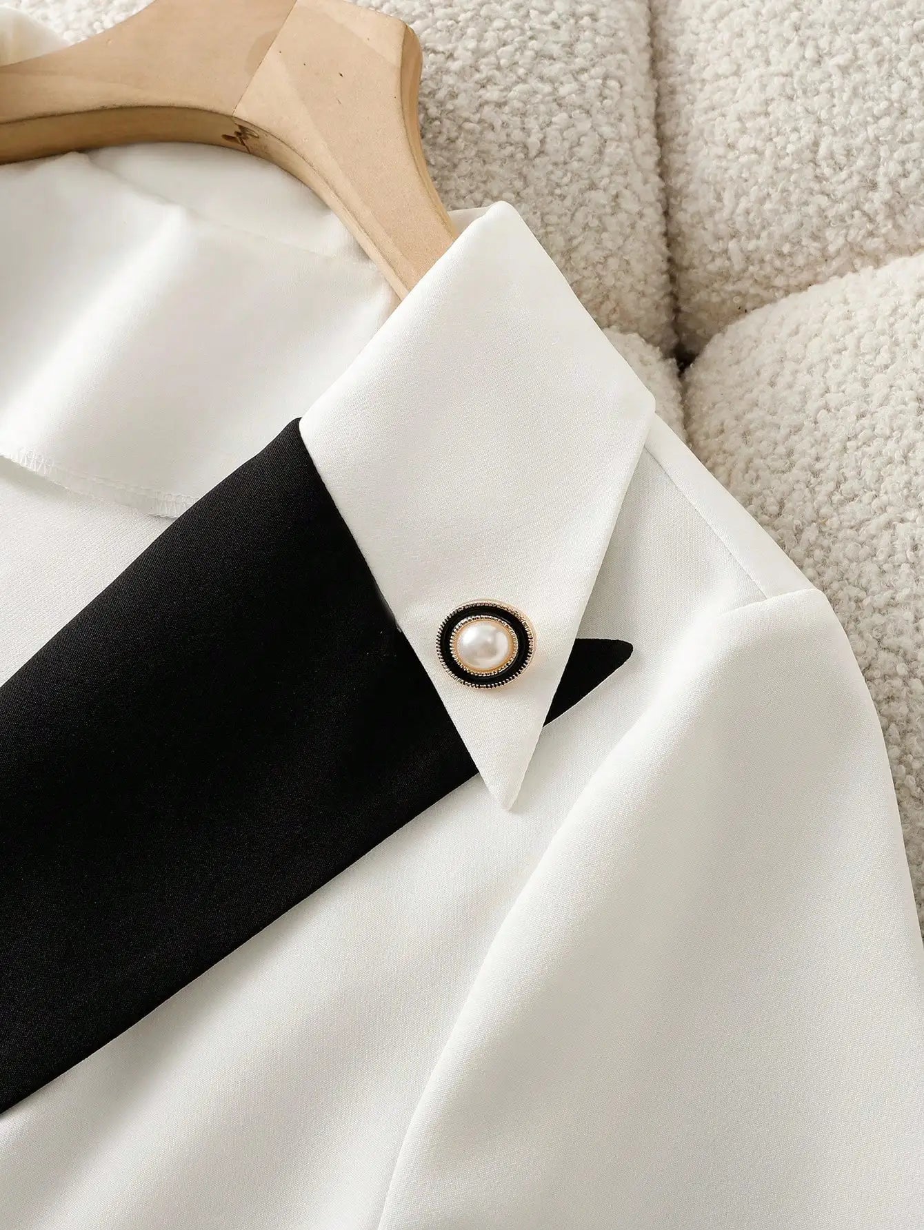 Women's White Black Contrast Blazer