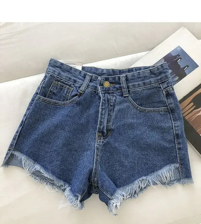 Women's 2026 High Waist Raw Edge Wide Leg Solid Denim Korean Casual Summer Shorts