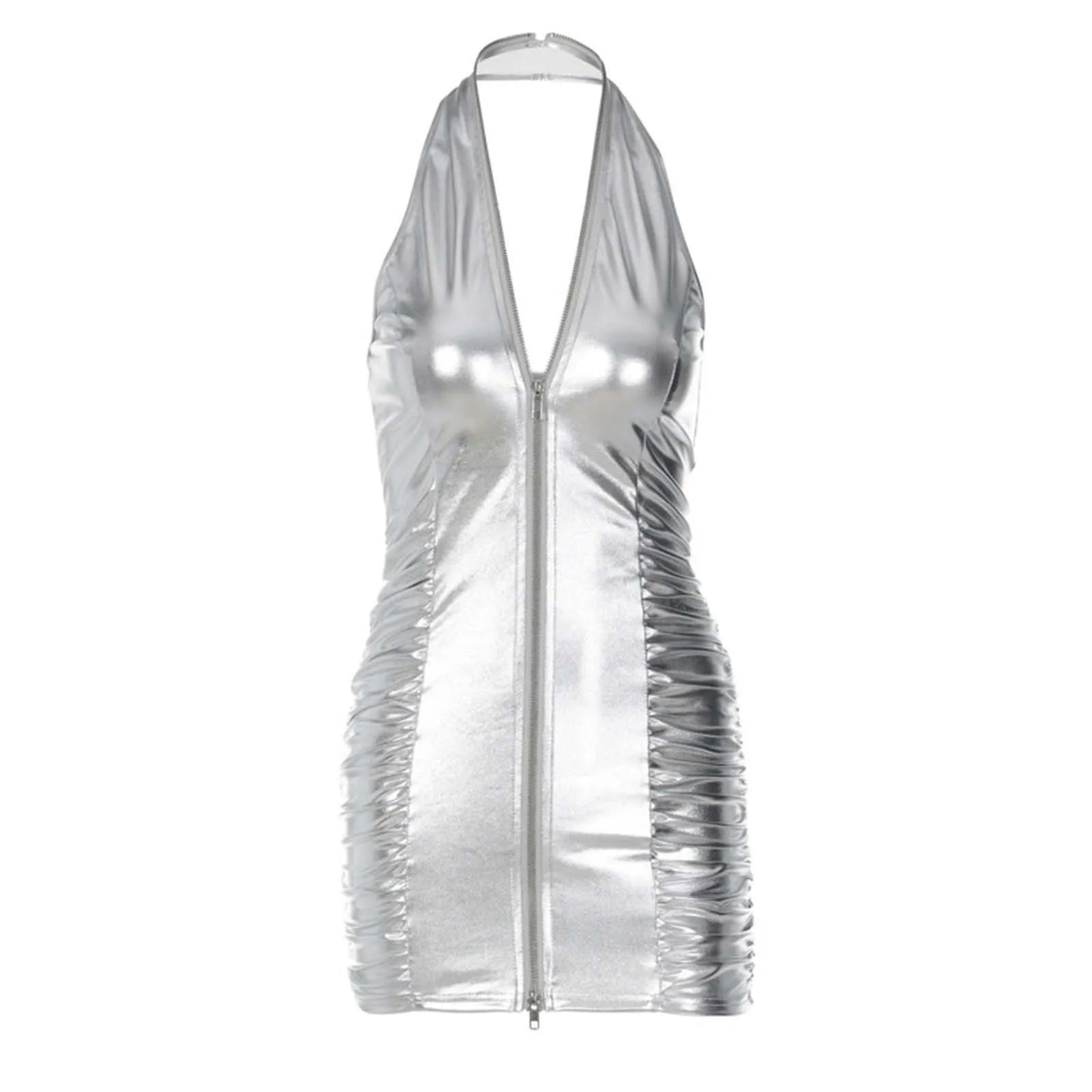 Women's Solid Color Dress Pleated Sexy Halter Zippered Slim Fit Wrap Buttock Dresses Work Women Sexy & Club Party Sundress