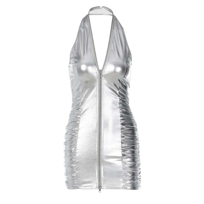 Women's Solid Color Dress Pleated Sexy Halter Zippered Slim Fit Wrap Buttock Dresses Work Women Sexy & Club Party Sundress