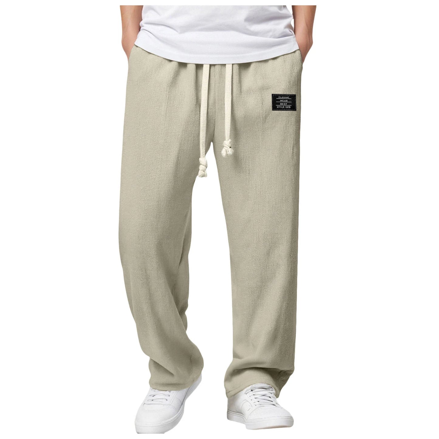 Men's Summer Casual Sports Solid Color Loose Wide Leg Trousers Stocking Gift Boy
