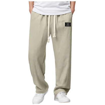 Men's Summer Casual Sports Solid Color Loose Wide Leg Trousers Stocking Gift Boy