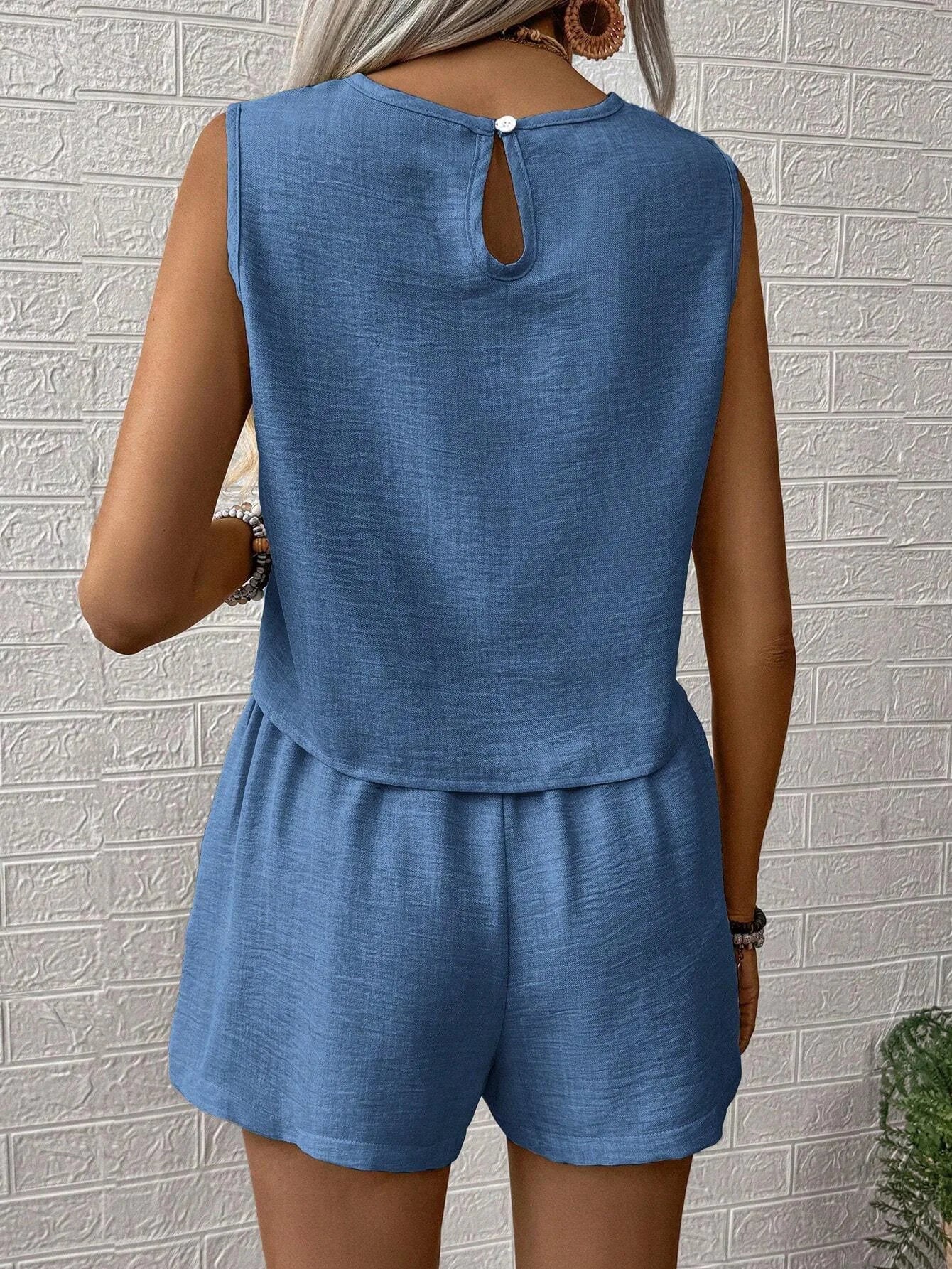 Solid Color Top and Shorts Set