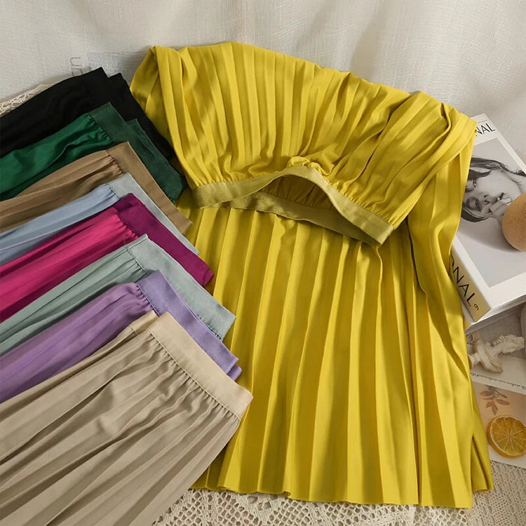 High Waist Pleated Skirt