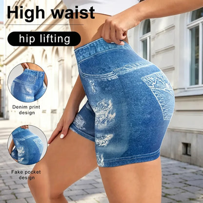 Women's Summer Non-Denim Yoga Shorts High Waist Stretch Booty Lifting Leggings Quick Drying Breathable Slim Fit Sports Pants