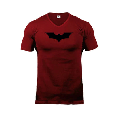 Black Bat Printed Classic Mens T Shirts Summer Fashion Cotton Slim Fit V-Neck Short Sleeve Breathable Casual Sports Tops Tees