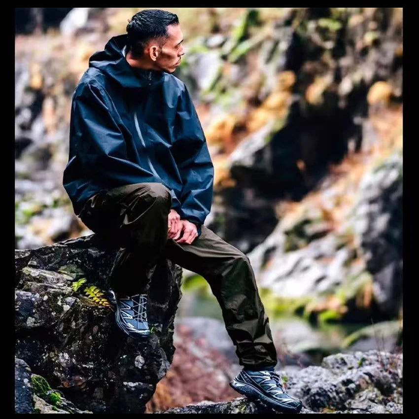 Fanuocetar Mens Waterproof Tactical Hiking Pants Summer Side Open Zipper Climbing Camping Fishing Rainproof Outdoor Trousers SGK