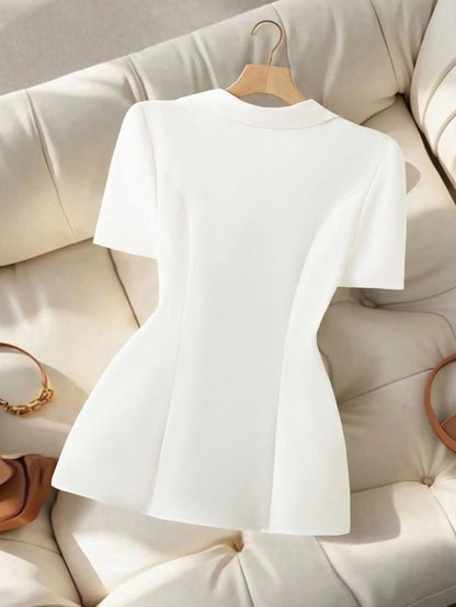 Women's White Black Contrast Blazer