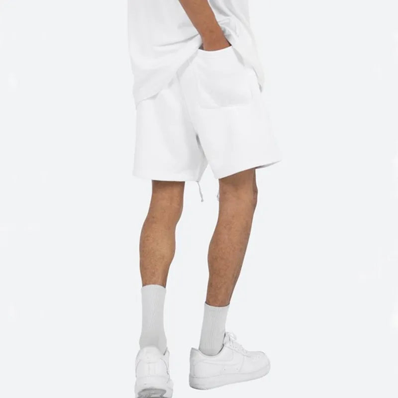 Men's Summer Casual Basketball Gym Workout Shorts Loose Fit Streetwear Drawstring Knitted Cotton Breathable Training Athletic‌