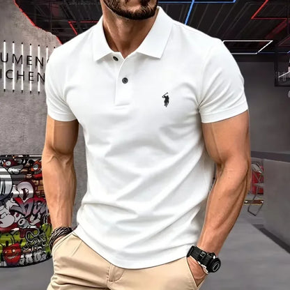 High end brand 100% Pure Cotton Men's Short Sleeve Polo Shirt 2026 Summer Luxury Fashion Pony embroidery Golf Top Casual T-shirt