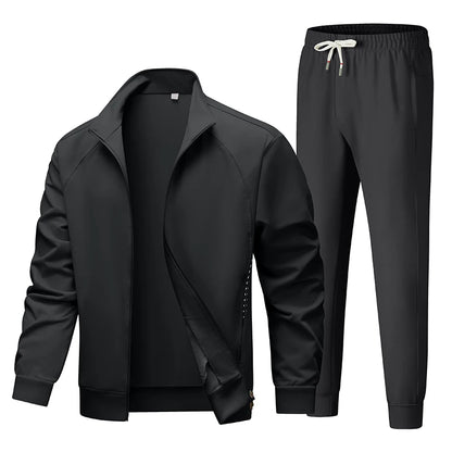 Spring Solid Tracksuit Men Casual Joggers Set Zip Up Sportswear Jackets + Pants 2 Piece Men's Sets Hip Hop Running Sports Suit