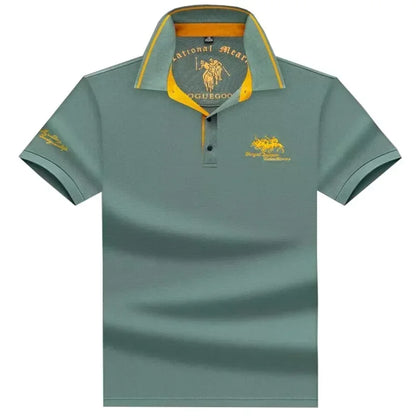 2024 High Quality Men's Cotton Embroidered Polo Shirt Summer New High-end Business Casual Lapel Short Sleeve T-shirt