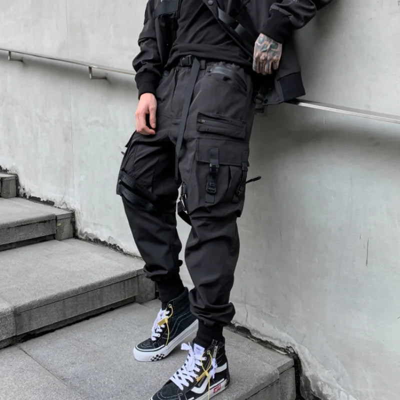 Paratrooper Tactical Techwear Pants Men's Multi Pockets Punk Hip Hop Cargo Pants High Street Functional Casual Joggers