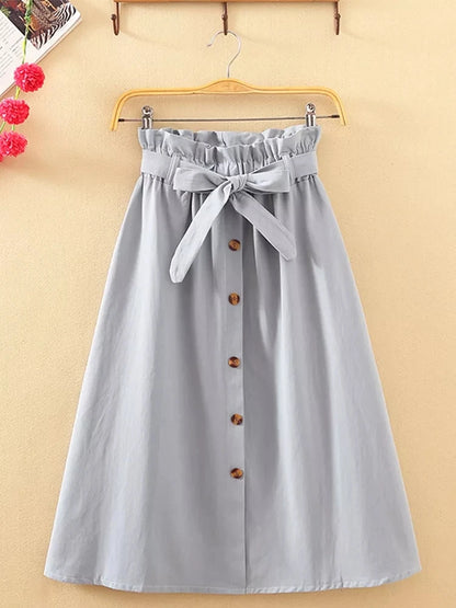 Elegant Button High Waist Skirt