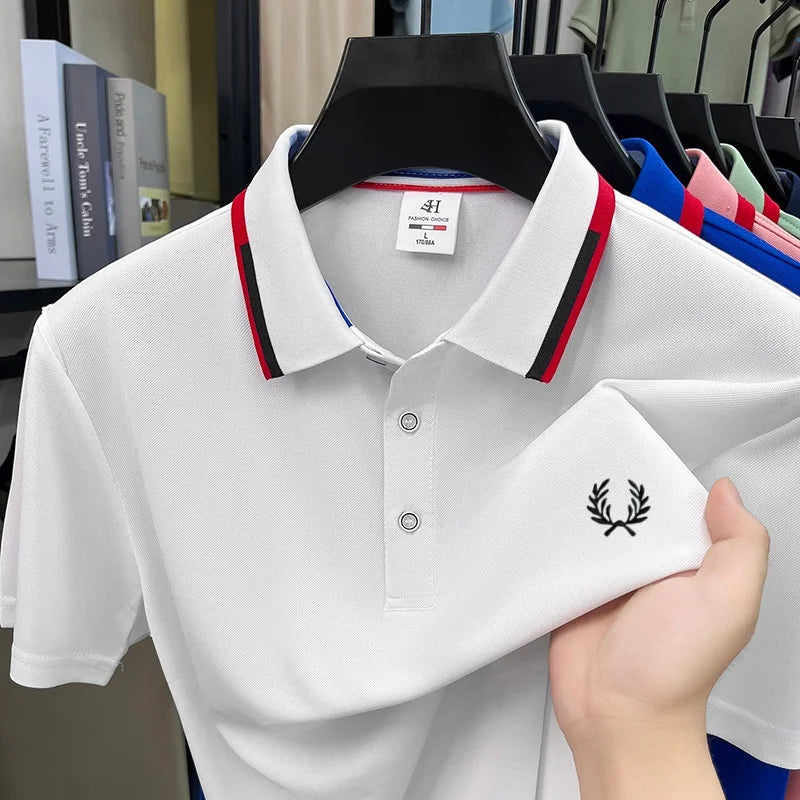 Luxury and fashionable men clothing brand exquisite embroidery simple and breathable polo shirt casual short top for summer 2026
