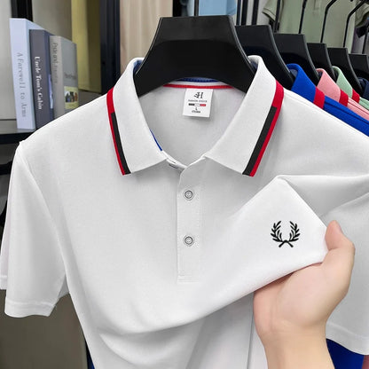 Luxury and fashionable men clothing brand exquisite embroidery simple and breathable polo shirt casual short top for summer 2026