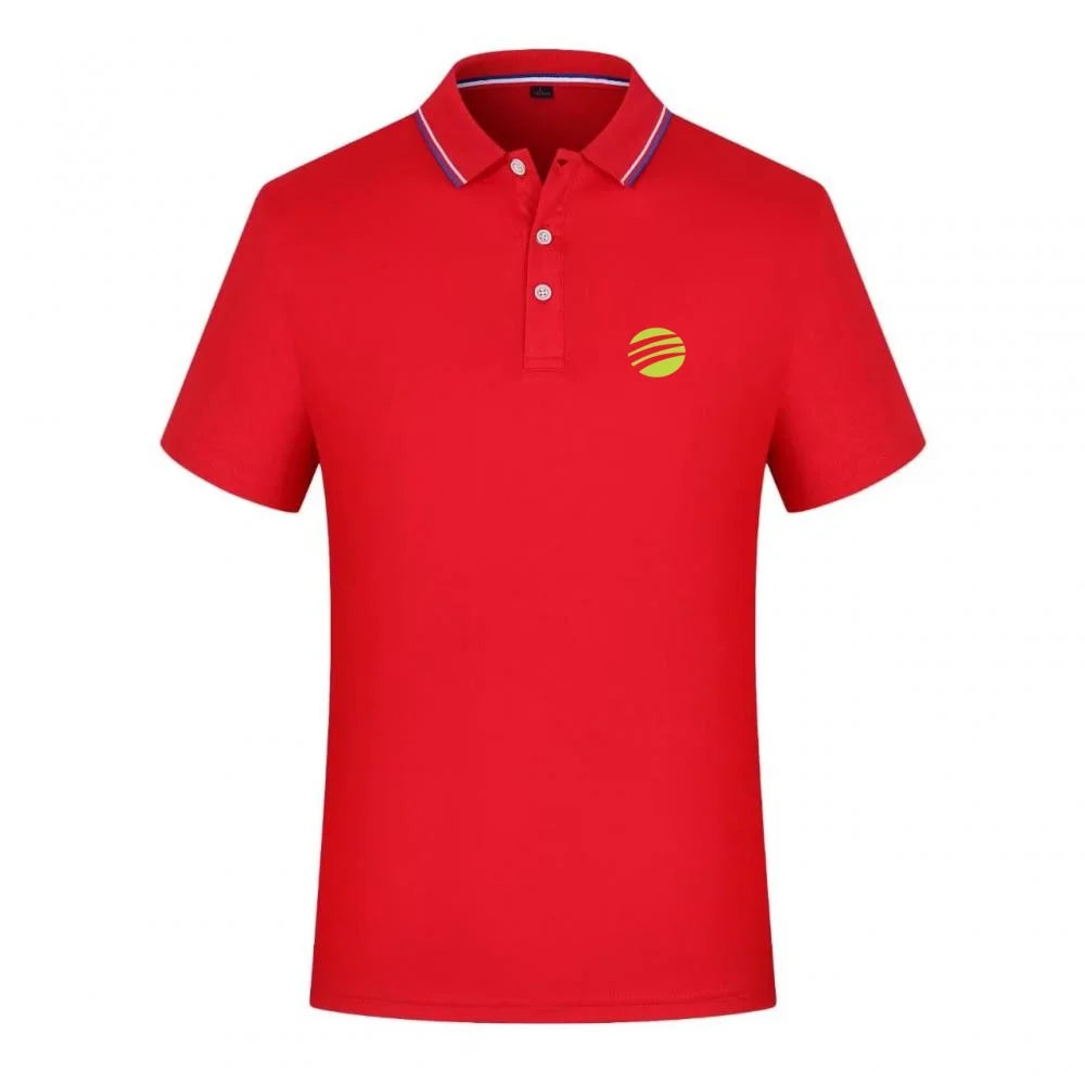 Men's Tennis Ball Print Polo Shirt Striped Collar Short Sleeve Summer Casual Breathable Quick Dry Tops For Daily Wear Sports
