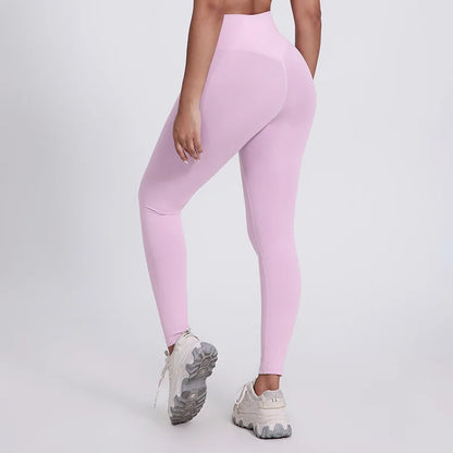 Solid Color Front Waist Cross High Waist Gym Yoga Leggings compression Fitness Sport Pants Athletic Comprehensive Training Jog