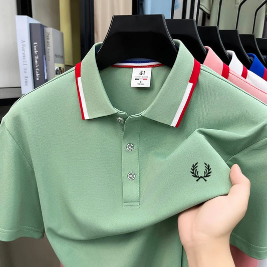 Luxury and fashionable men clothing brand exquisite embroidery simple and breathable polo shirt casual short top for summer 2026