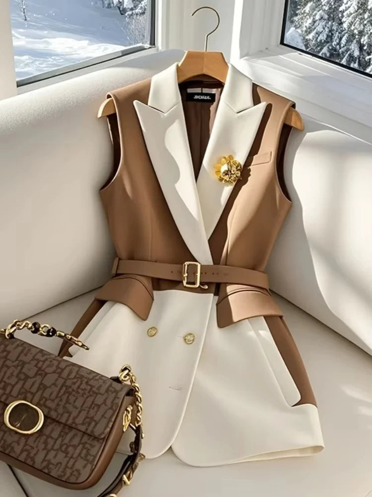 Lady Coffee Blazers with Belt