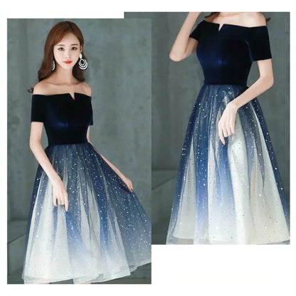 2026 Summer Women's New High Quality Luxury Black Glitter Host Performance One Shoulder Banquet Slimming Evening Dress