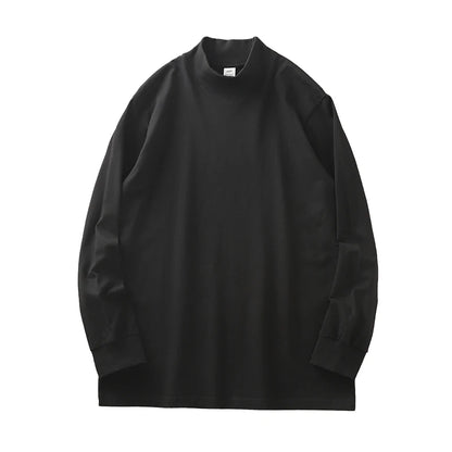 Dukeen 270G Heavyweight Half-Turtleneck Long-Sleeve T Shirts for Men Autumn 100% Cotton Solid Color Undershirt Men's Clothing