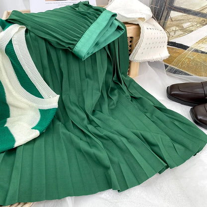 High Waist Pleated Skirt